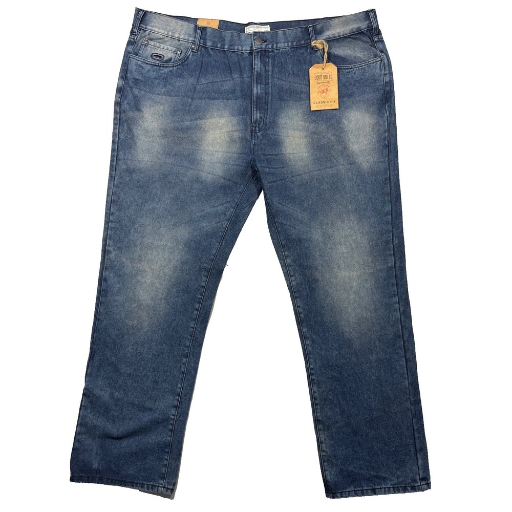 ECKO Unltd Jeans 731 Classic Fit 52X34‎ Blue Dark Faded  Baggy Y2K